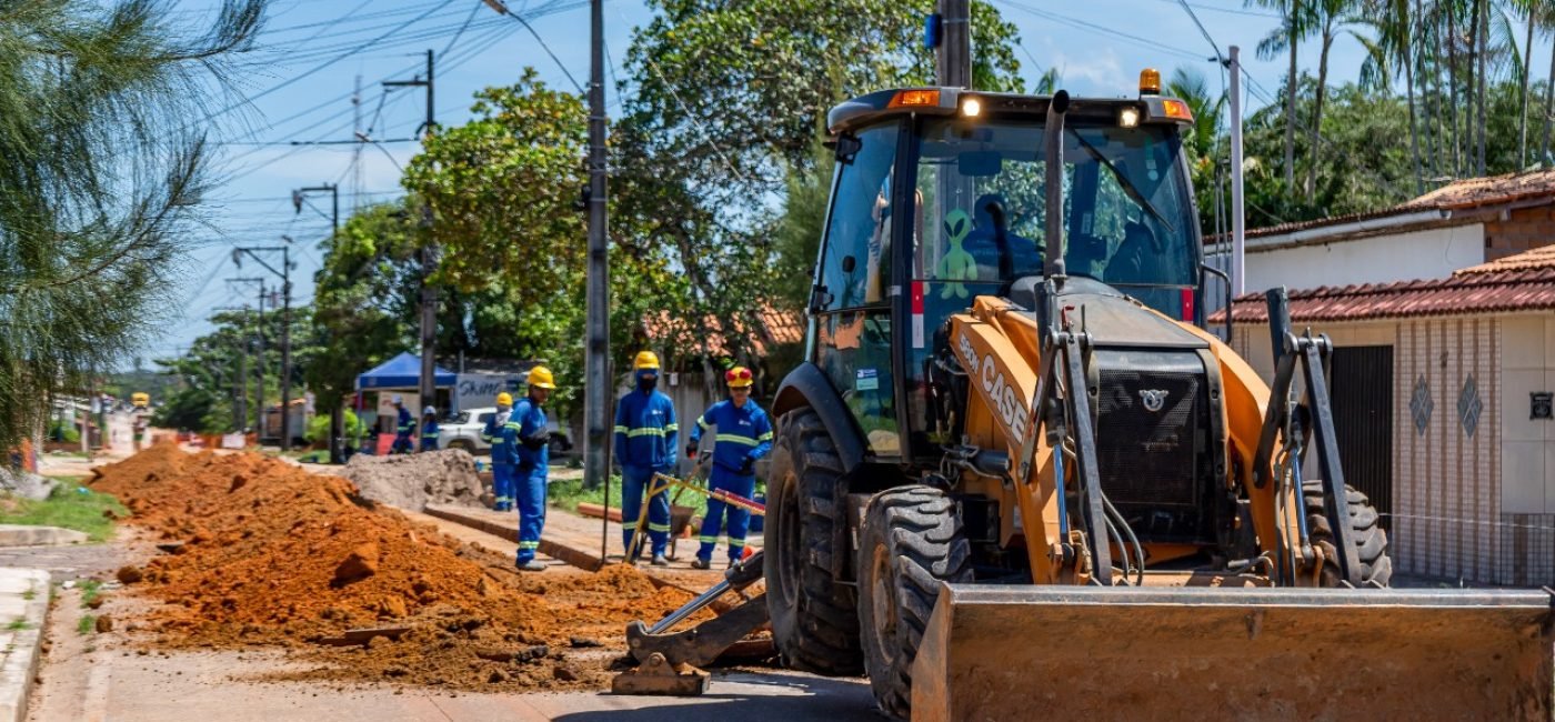 Frentes de trabalho da Águas de São Francisco em Barcarena